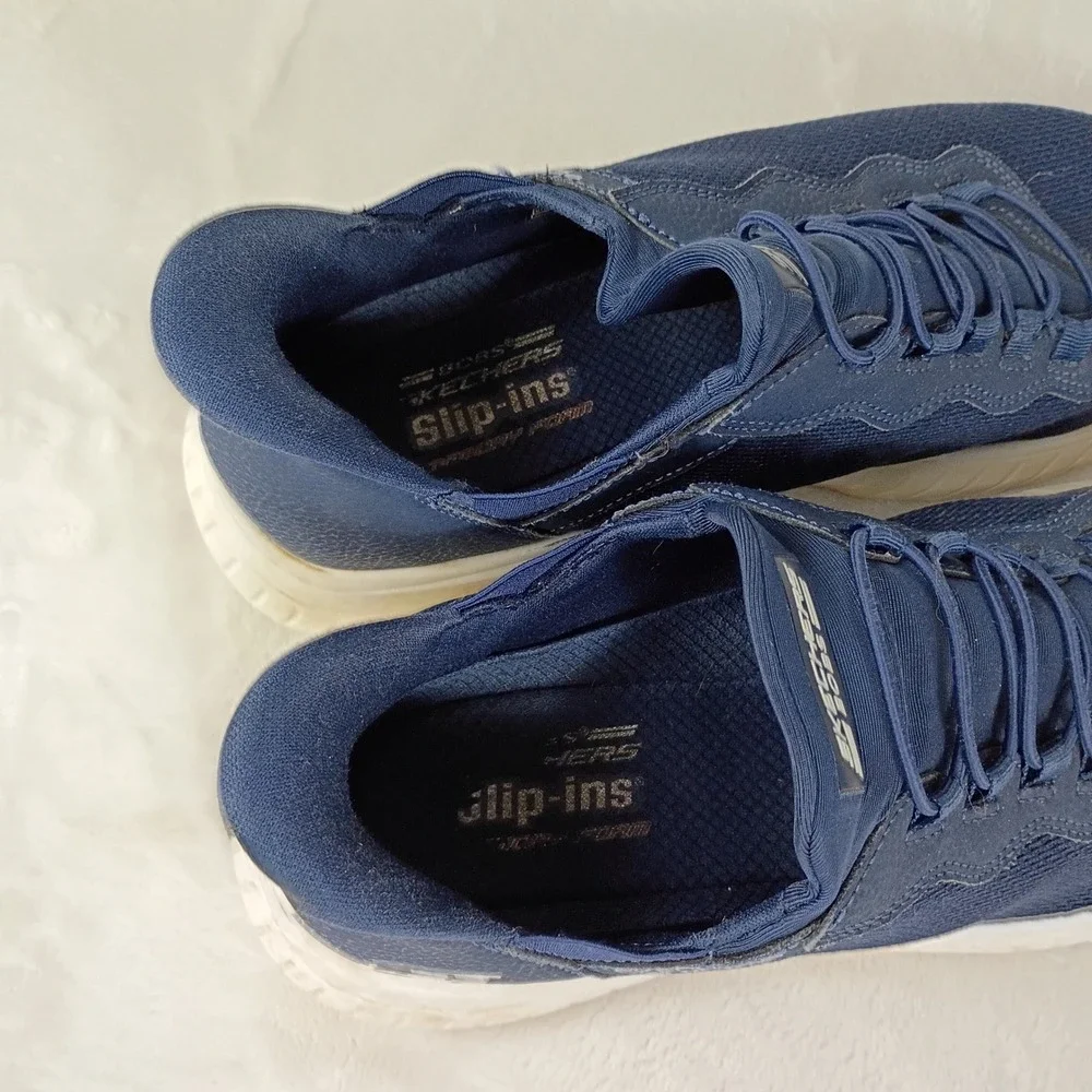 Skechers Bobs Slip-ins Sneaker Mens 10.5 Navy Blue Athletic Comfort Walking Shoe